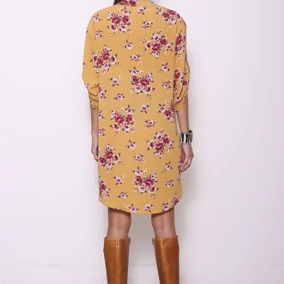 KINdom Shirt Dress‎ w/Handwoven, Gold/Marroon - Picture 5 of 15